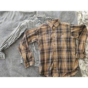 2 Patagonia Organic Cotton Long Sleeve Shirts Button-Up Plaid Flannel Checker M
